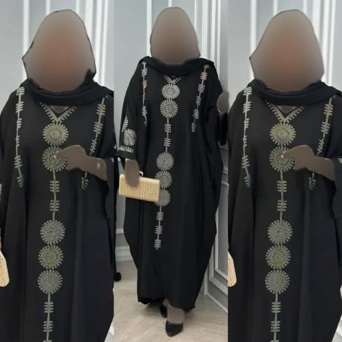 عبا زنانه خلیجی جنس الیزه مشکی فری سایز بند تنظیم سایز