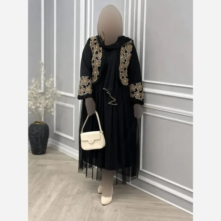 ست سه تیکه کت و دامن و شال مجلسی مدل روناک جنس مازراتی و تور سایز فری 38 تا 46