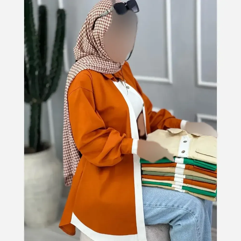 مانتو ترکیبی زنانه جنس کتان لنین تچرال فری سایز