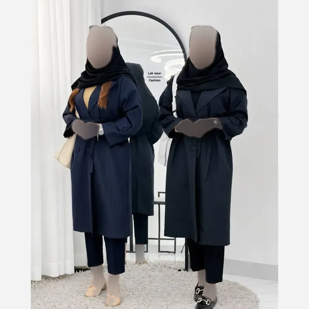 مانتو دیپلمات زنانه مدل کیانا جنس مکانیک اعلا رنگ مشکی و سرمه ای
