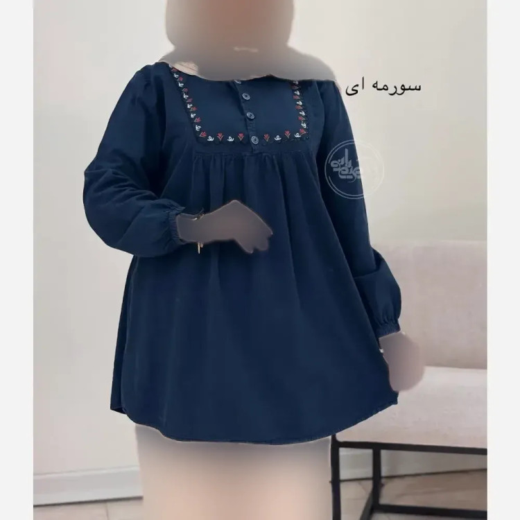 مانتو عروسکی گلدوزی شده الیاف لینن فری سایز