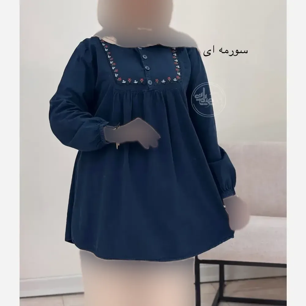 مانتو عروسکی گلدوزی شده الیاف لینن آنزیم شور سایز فری