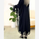 دوتیکه مجلسی رویال سارافن بوگاتی و رویه دانتل رنگ مشکی فری سایز