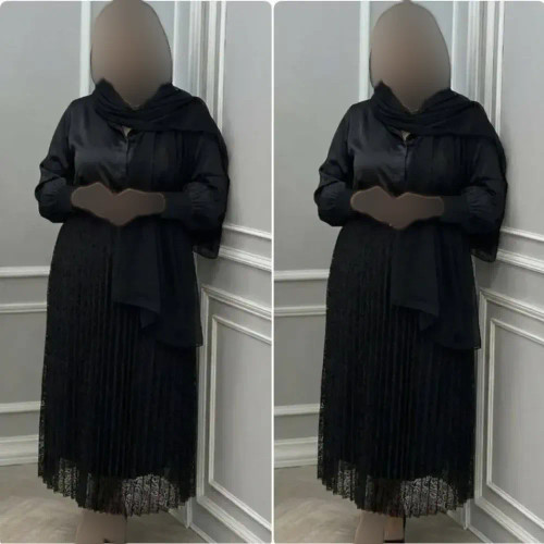 دامن گیپور مشکی آستردار بلند فری سایز