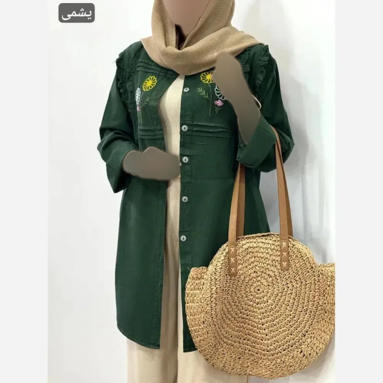 مانتو لینن گلدوزی شده ثمین فری سایز 36 تا 46