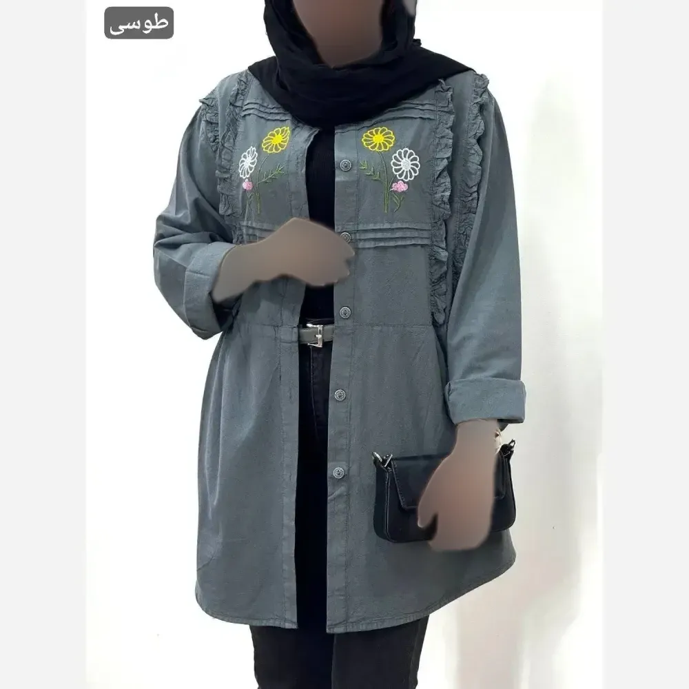 مانتو لینن گلدوزی شده ثمین فری سایز 36 تا 46