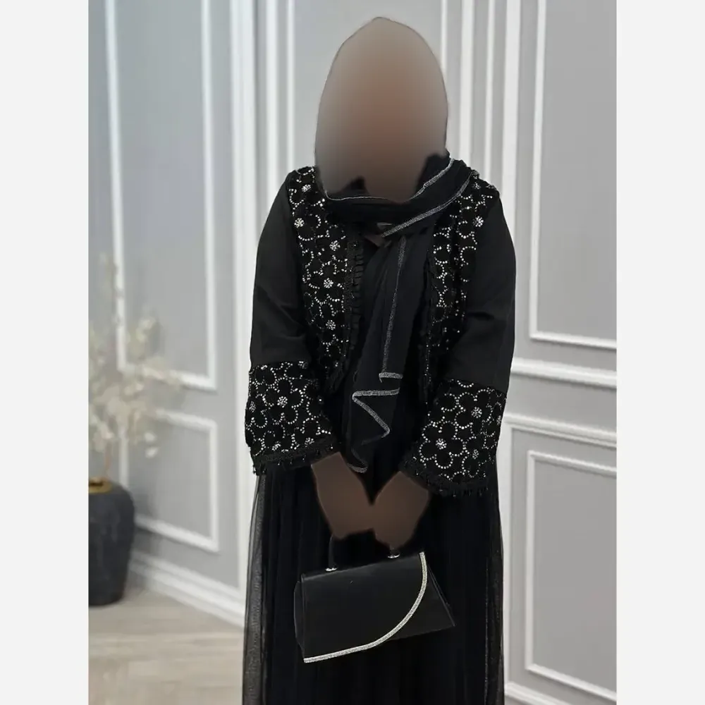ست سه تیکه کت و دامن و شال مدل شهرزاد رنگ مشکی سایز فری 36 تا 46