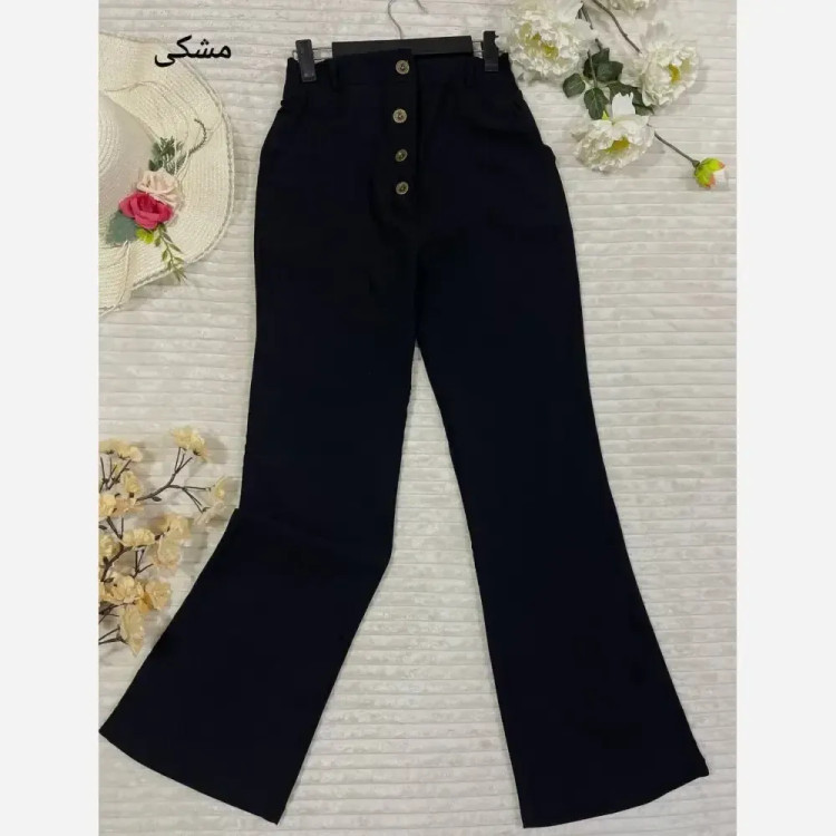 شلوار کتان بنگال زنانه رنگ مشکی قد 100