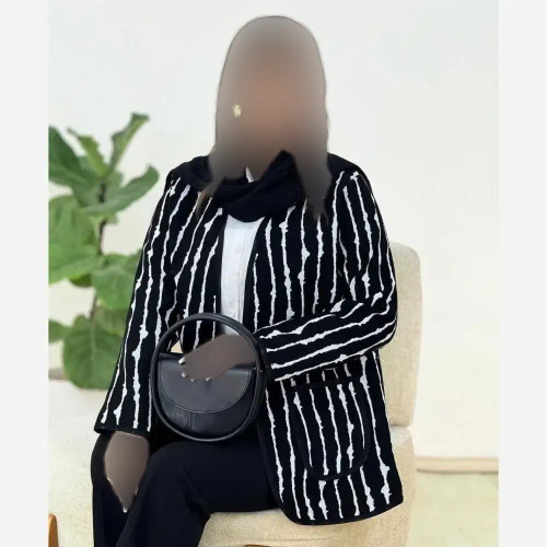 کت زنانه الیزا جنس تافته سوزن دوزی رنگ مشکی سایز فری سایز 36 تا 46