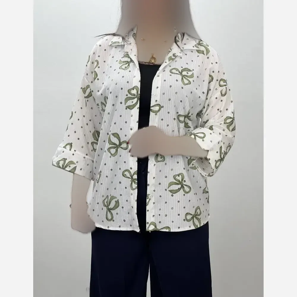 شومیز یاس زنانه گریشه ینزی سبز سدری فری سایز 36 تا 46 سبک خنک تابستانی