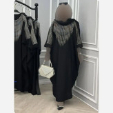عبا افروز جنس الیزه چروک رنگ مشکی سایز 38 تا 50