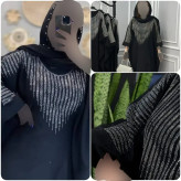عبا افروز جنس الیزه چروک رنگ مشکی سایز 38 تا 50