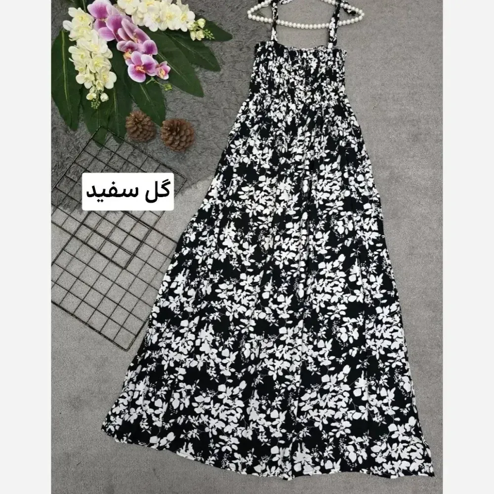 پیراهن زنانه نخی کش دوزی شده فری سایز مدل اطلس