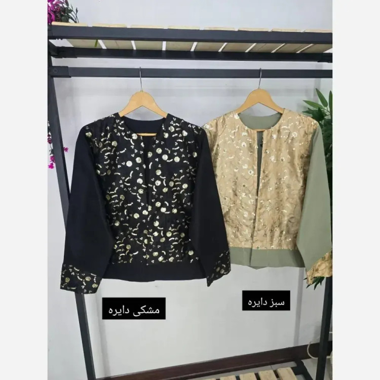 مانتو نگارین کتان با خرجکار جواهر دوزی سایزبندی فری