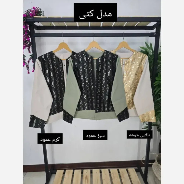مانتو نگارین کتان با خرجکار جواهر دوزی سایزبندی فری