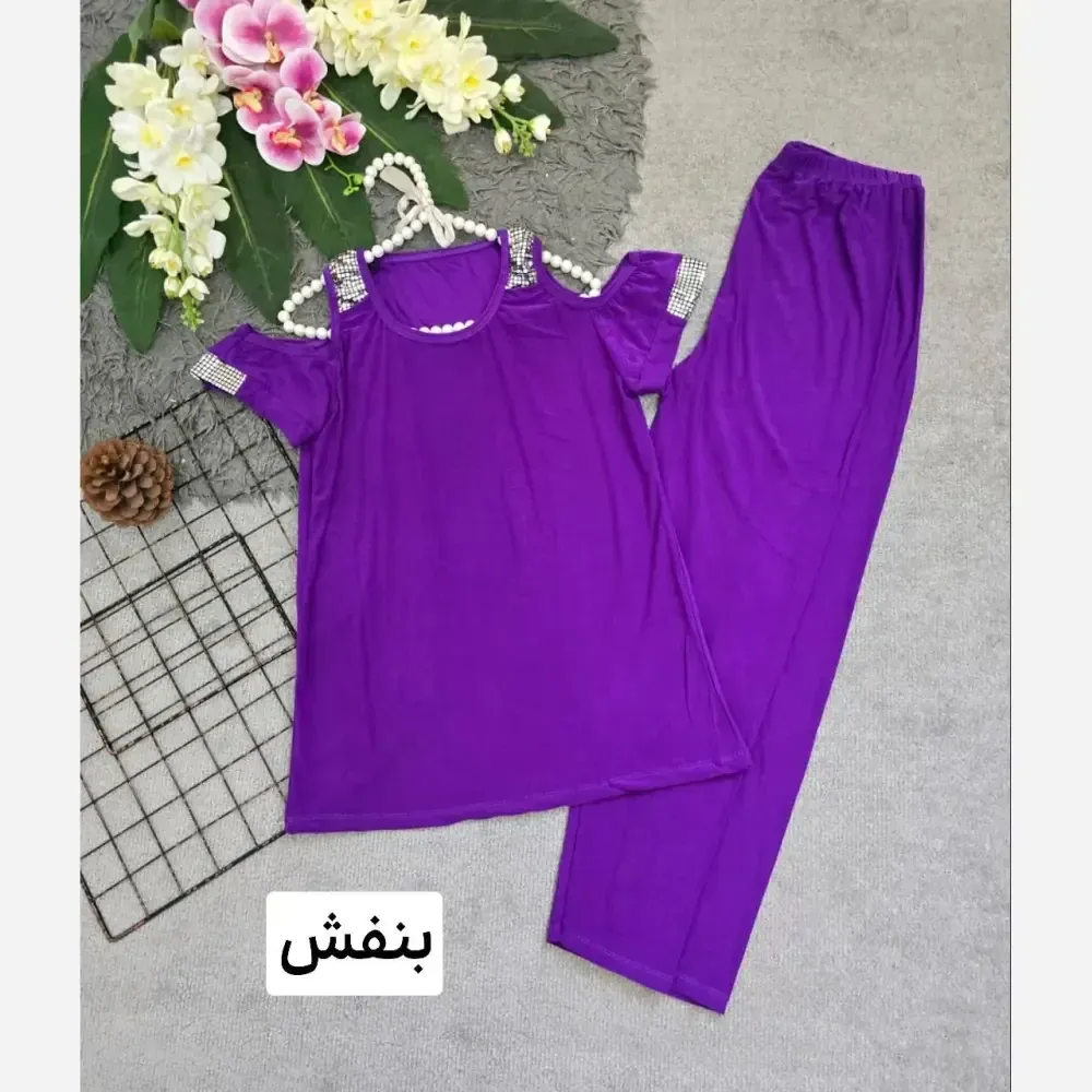 ست لباس راحتی زنانه ویسکوز کش فری سایز 36 تا 46