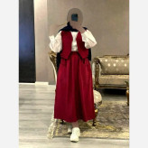 ست سه تیکه شومیز جلیقه و دامن مدل ژینا جنس شانتون سایز فری 36 تا 46