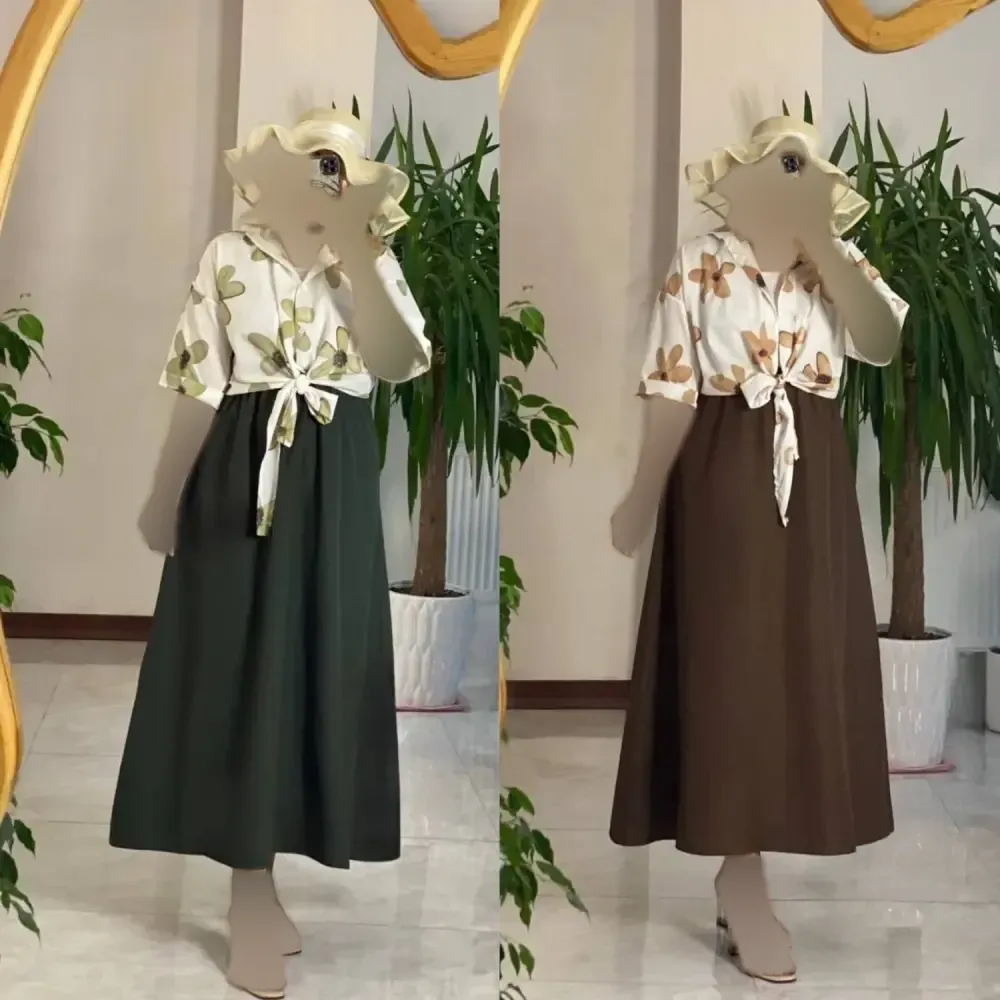 ست شومیز گره ای بوگاتی و دامن لنینت فری سایز همتا