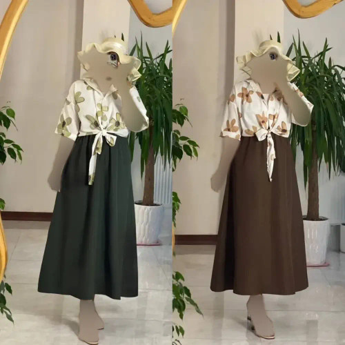 ست شومیز گره ای بوگاتی و دامن لنینت فری سایز همتا