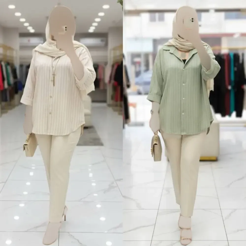 شومیز دیپلمات زنانه جنس سوفیا فری سایز کرم و سبز