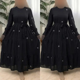 پیراهن زنانه بوگاتی مشکی طرح ستاره سایز فری مناسب محرم