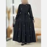 پیراهن زنانه بوگاتی مشکی طرح ستاره سایز فری مناسب محرم