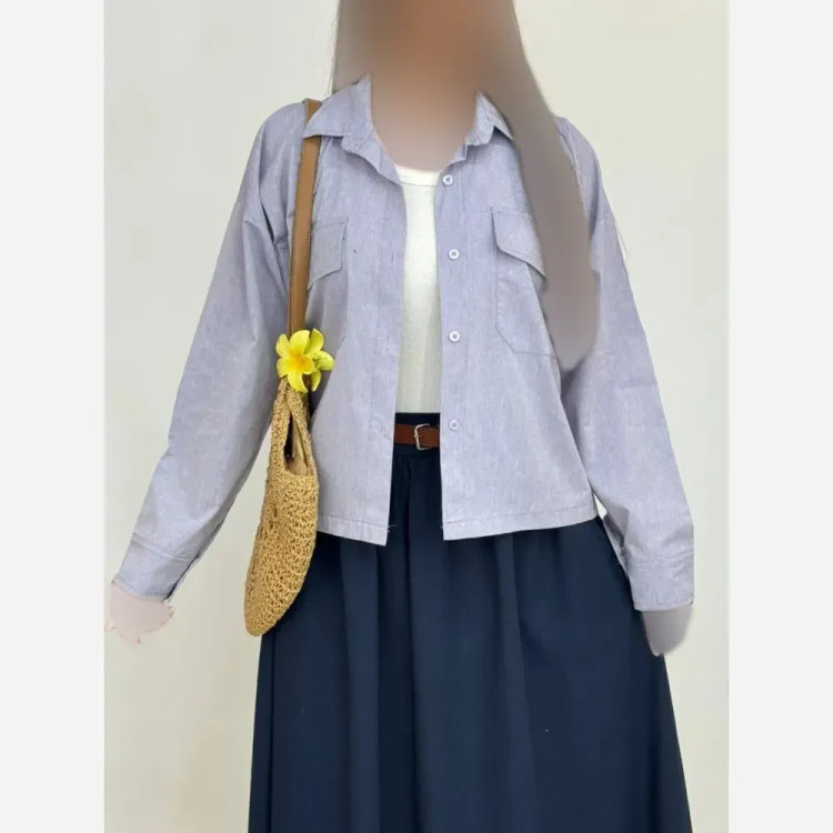شومیز باکسی دوجیب لینن فری سایز زنانه