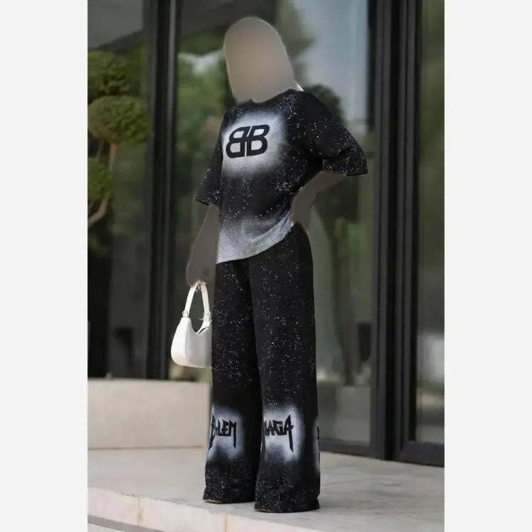 ست دورتو زنانه مشکی پنبه گلکسی سایز فری 36 تا 46