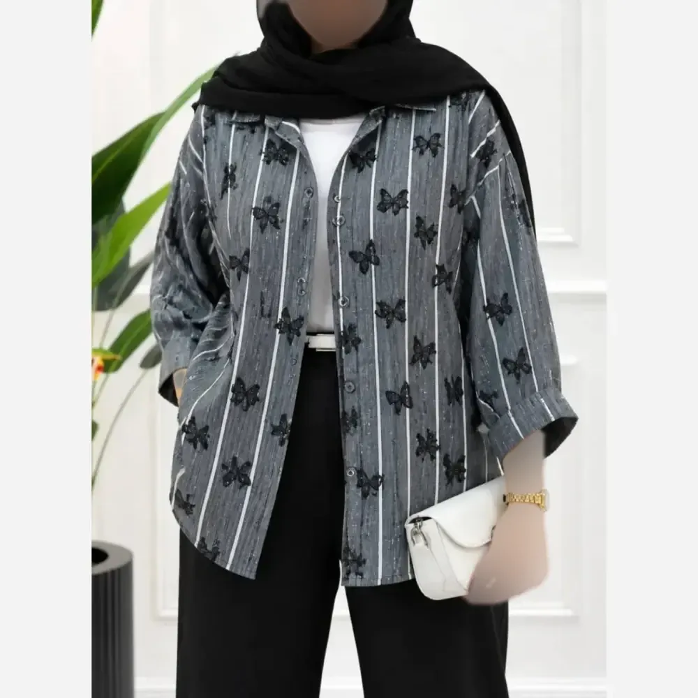 شومیز زنانه سارینا جنس ینزی لاینی شاین دار فری سایز