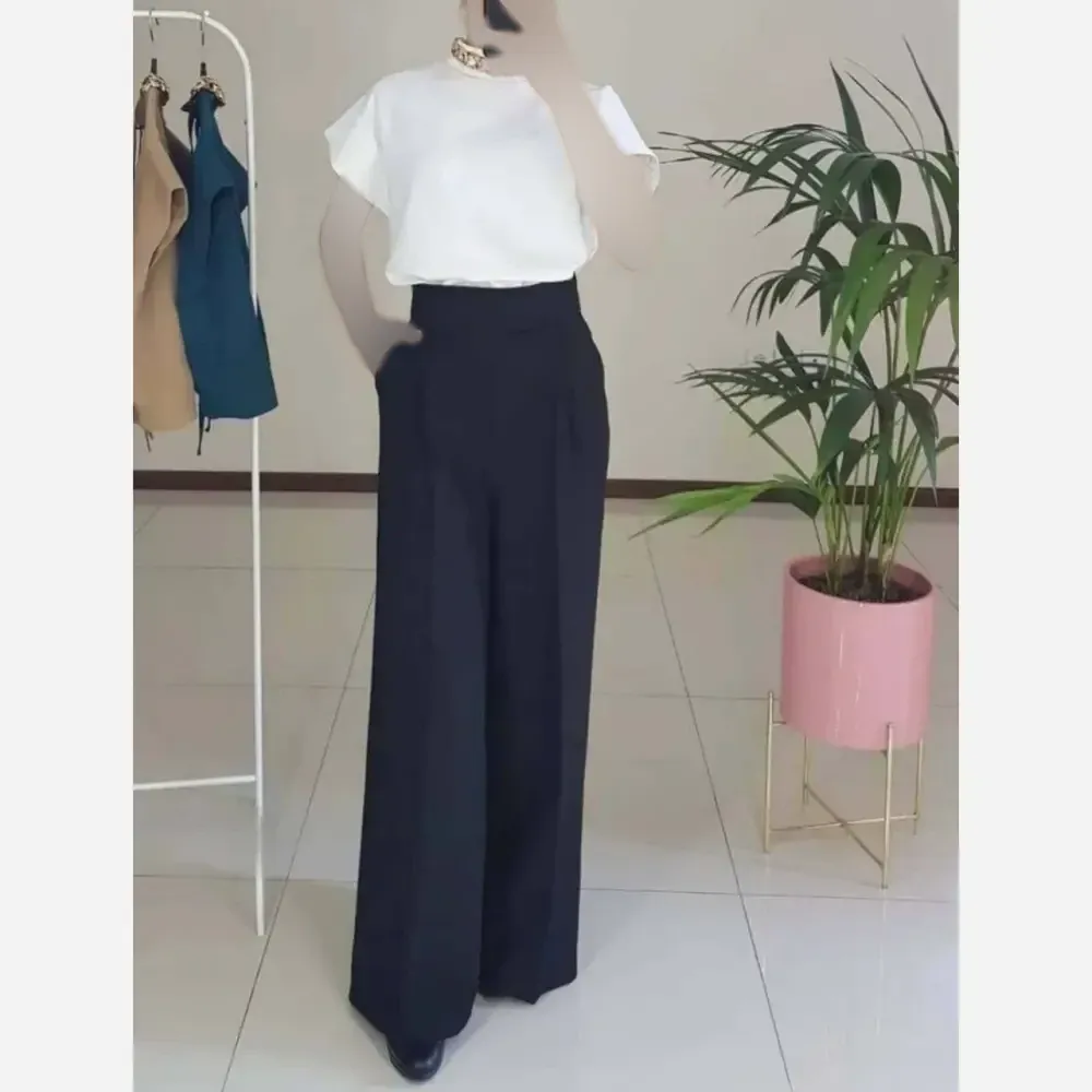 شلوار بگ زنانه پارچه مازراتی رنگ مشکی قد 100 سایز 40 تا 48