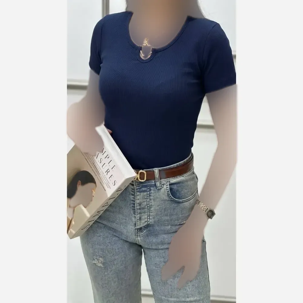 تیشرت فانریپ مدل دار زنانه پنبه درجه یک فری سایز 36 تا 44 قد 52