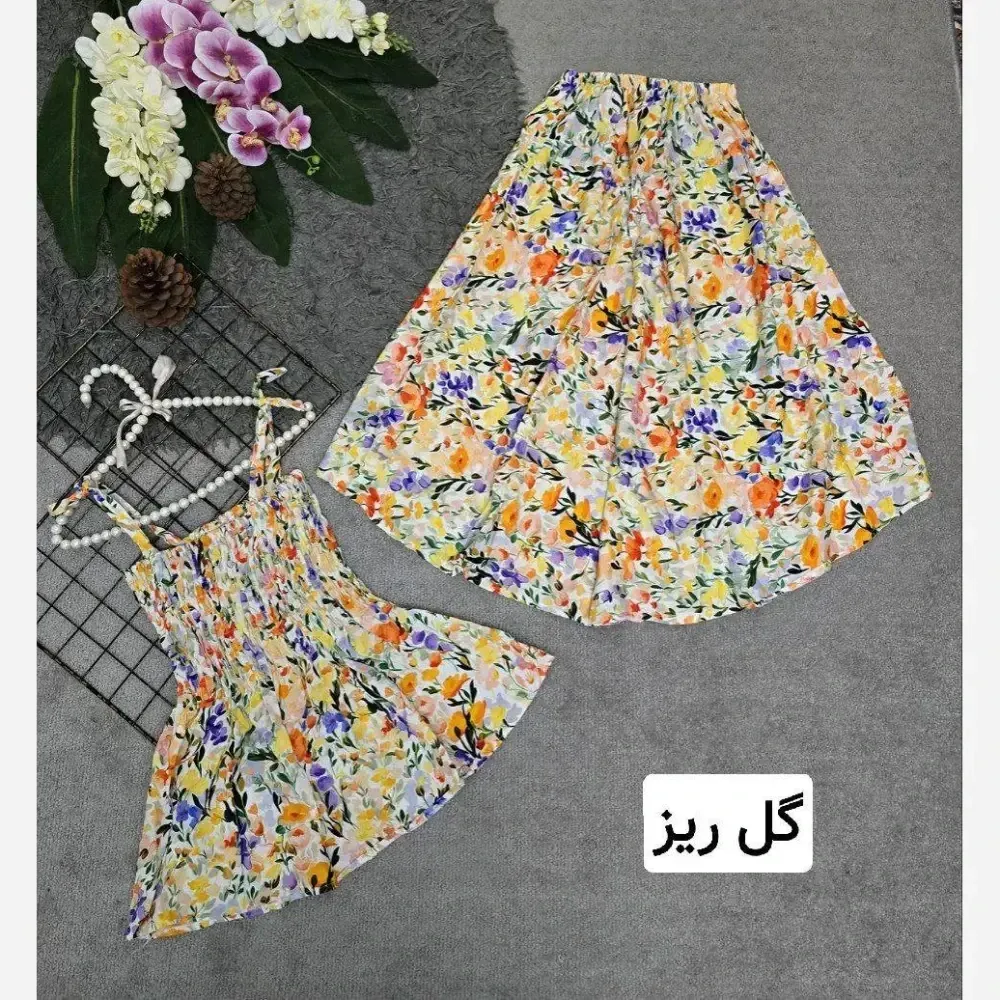ست تاپ و دامن نخی زنانه فری سایز ضد حساسیت