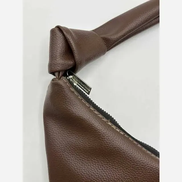 کیف چرمی بند گره ای زنانه مشکی موکا سایز آزاد جادار سبک