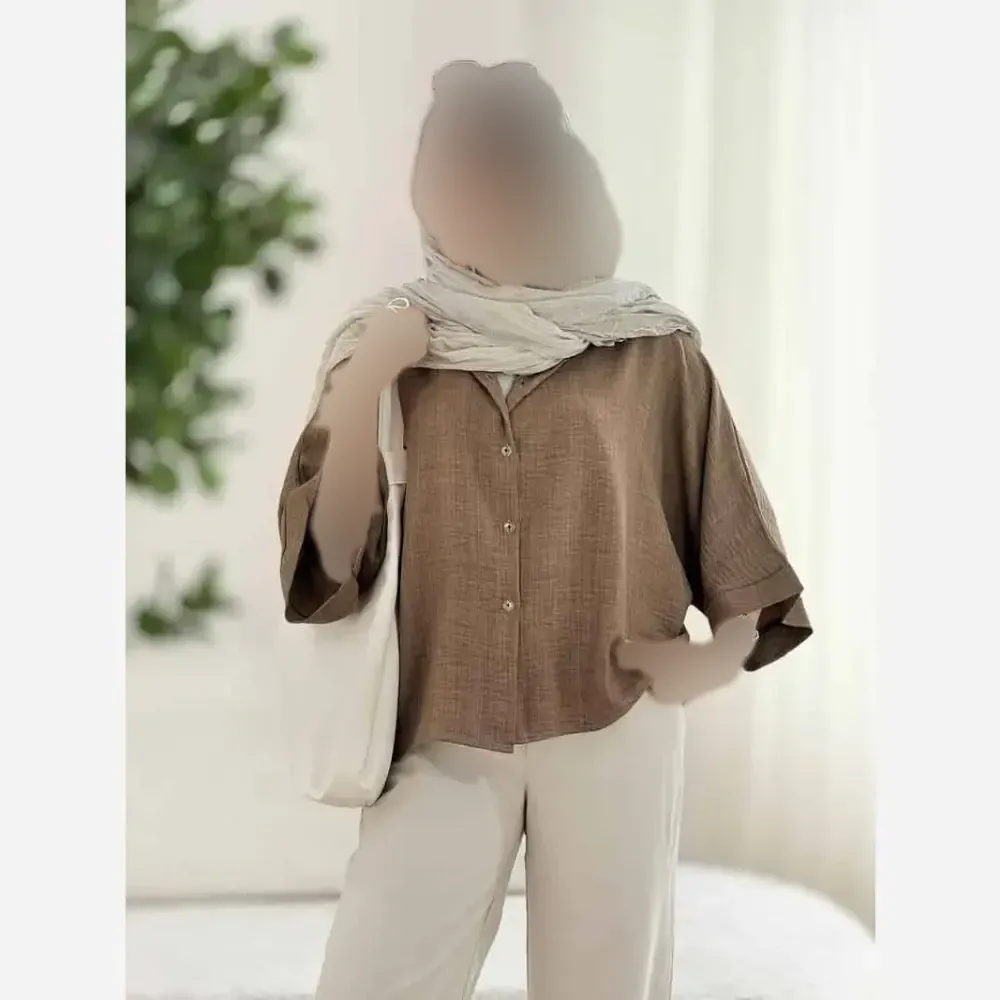 شومیز باکسی شفق جنس شانتون حصیری فری سایز 36تا46