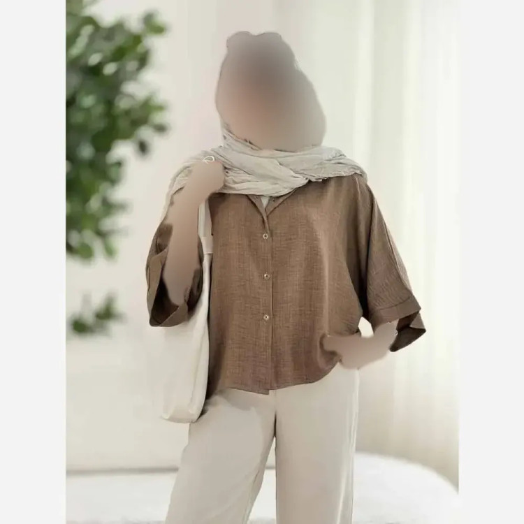 شومیز باکسی شفق جنس شانتون حصیری فری سایز 36تا46