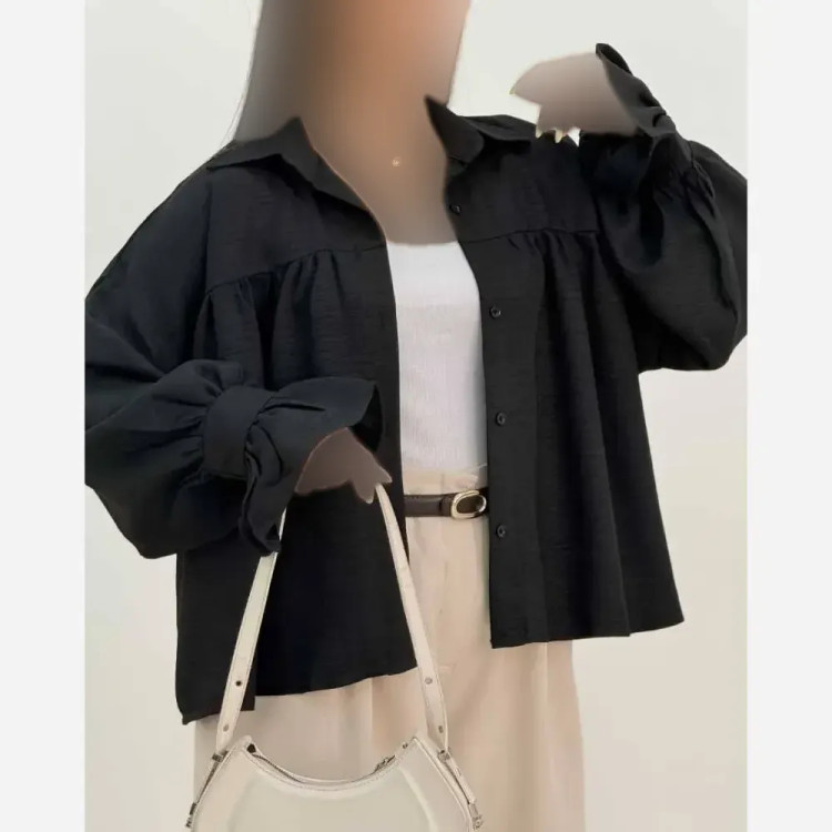 شومیز باکسی چینه پنبه سوپر طرح ابرو بادی فری سایز