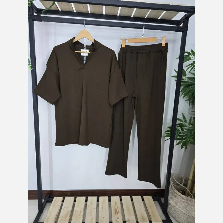 ست تیشرت و شلوار مردانه مدل آراد جنس فتیله ای کبریتی فری سایز