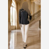 شومیز یقه مردانه پارچه لیوسل خرجکار گیپور