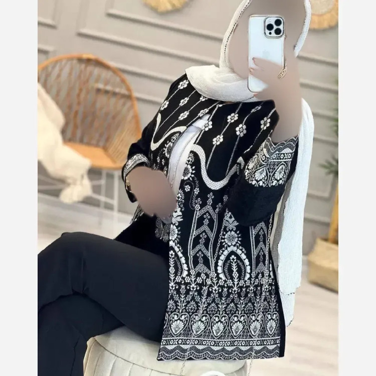 کت زنانه مدل نوردخت جنس پرشین و سوزن دوزی رنگ مشکی سایز فری 36 تا 46