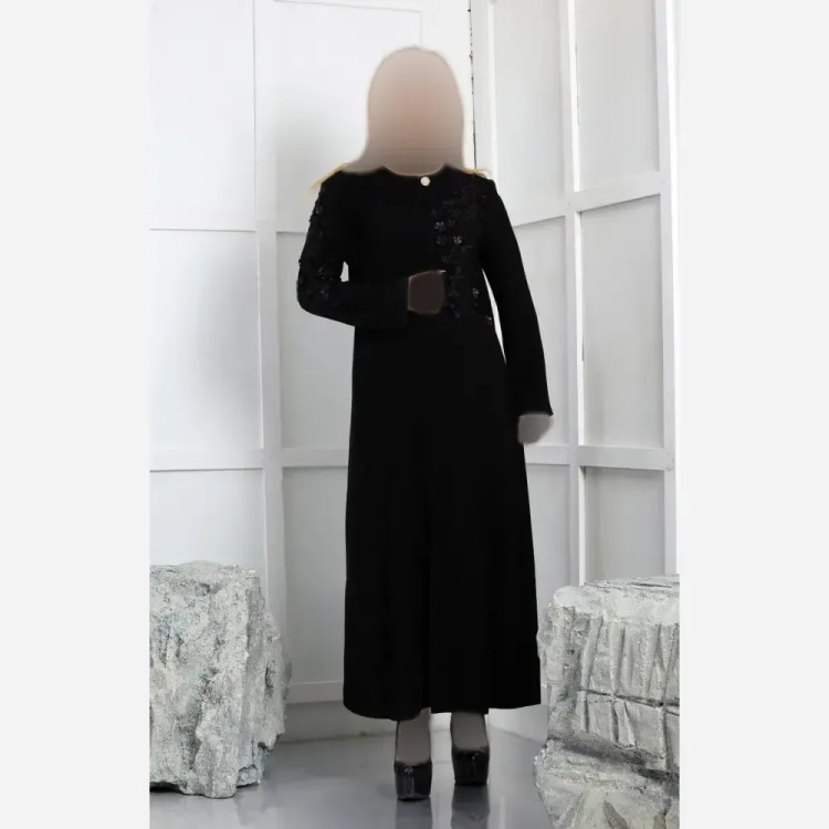 مانتو مجلسی زنانه کرپ مرویجت گلدوزی شده قد 135
