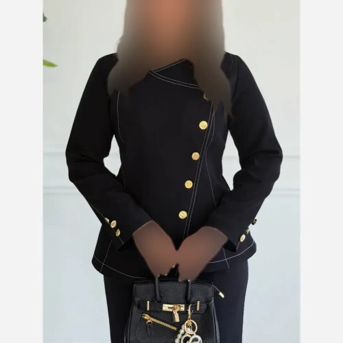 کت و شلوار زنانه کلاسیک کرپ مازراتی رنگ مشکی