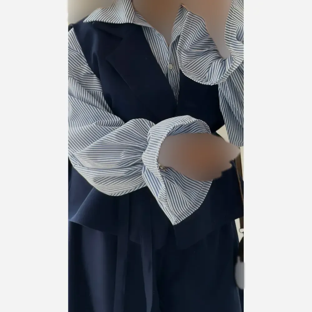 ست سه تیکه زنانه ملوسک کرپ مازراتی و شومیز داکرون فری سایز