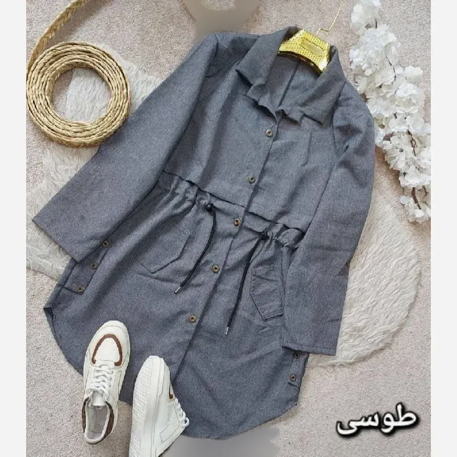 مانتو کلارا جنس مکانیک پرشین رنگ طوسی سایز فری 38 تا 46