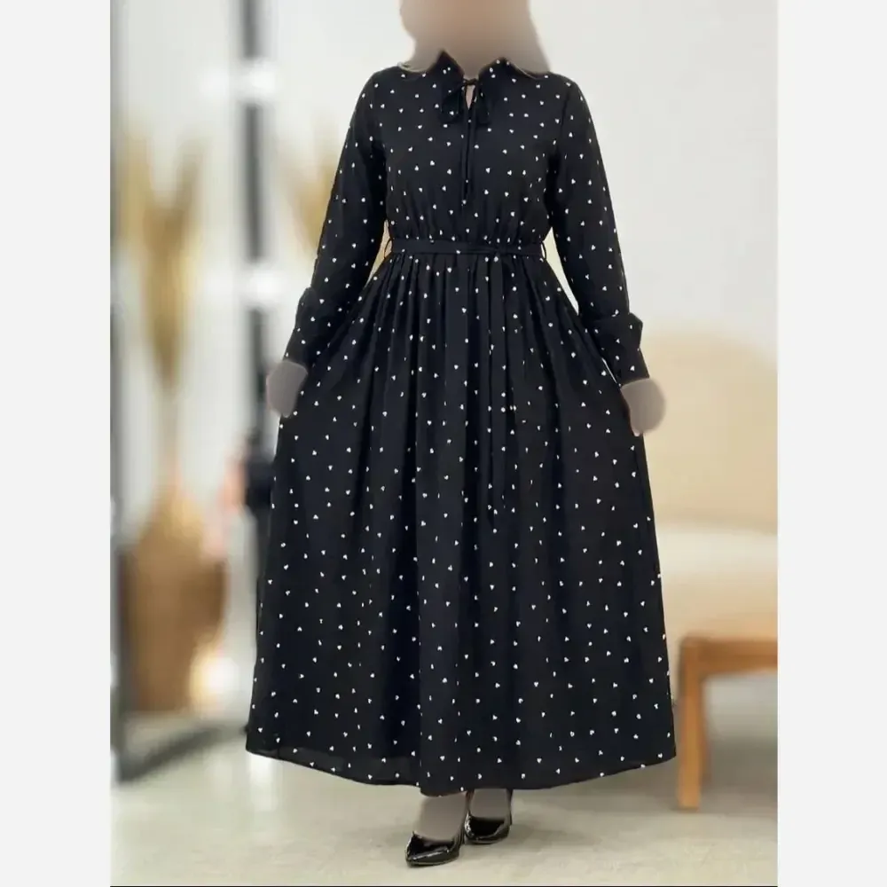 پیراهن قلبی زنانه جنس بوگاتی رنگ مشکی سایز فری 38 تا 46