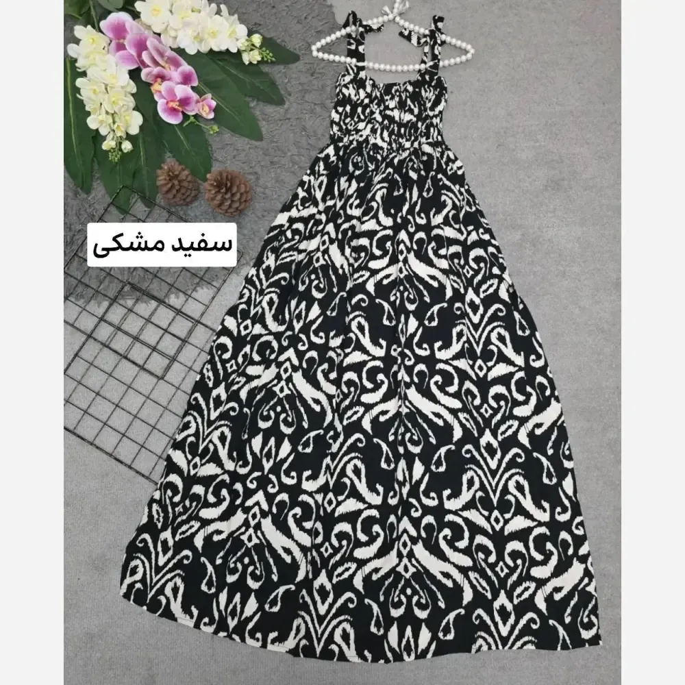 پیراهن اطلس تمام نخی کش دوزی شده فری سایز