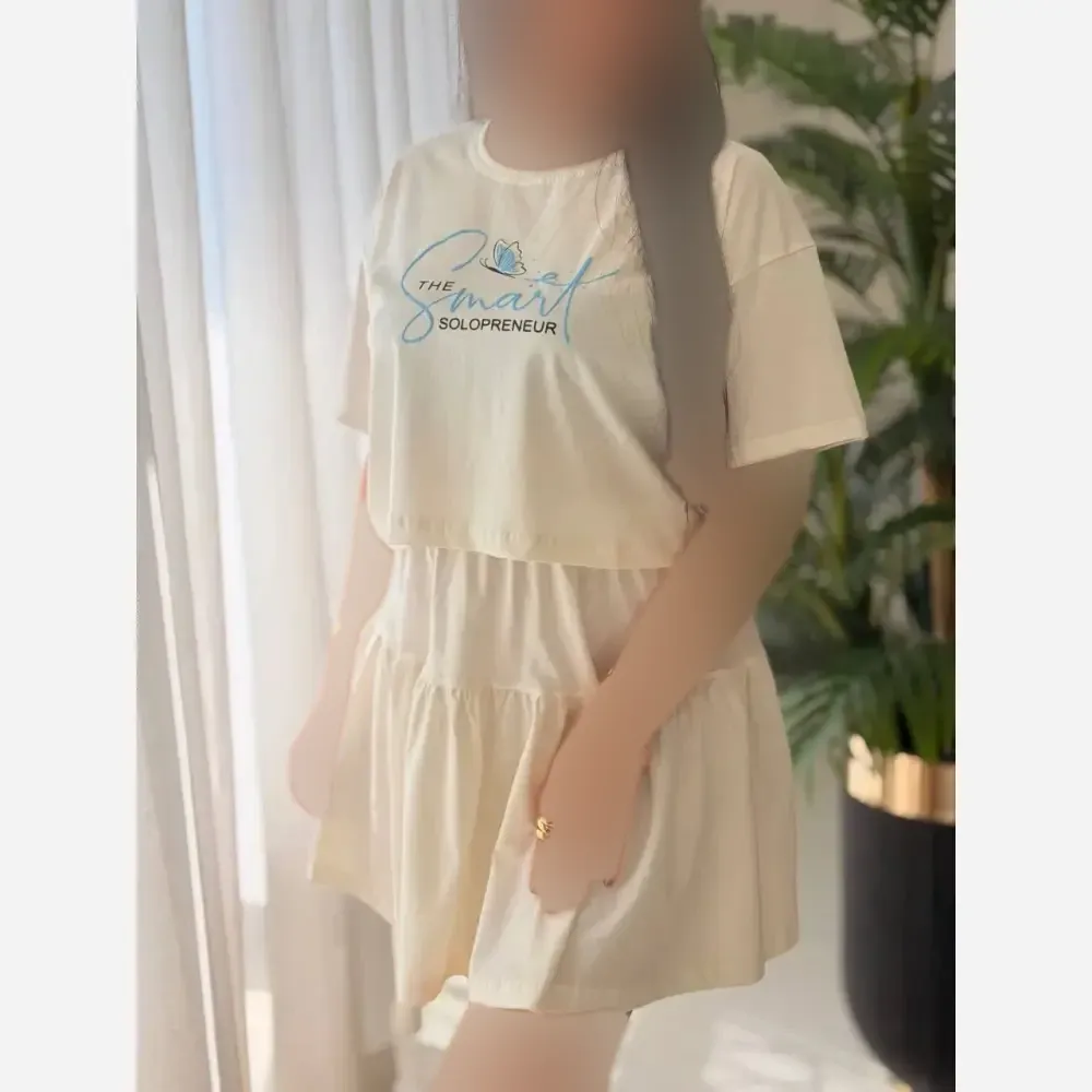 ست لباس زنانه مدل ساشا کراپ و دامن پنبه درجه یک فری سایز