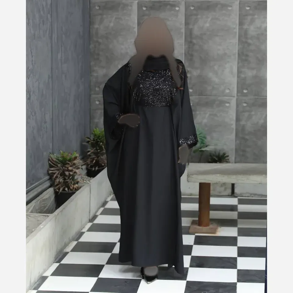 عبا مجلسی زنانه مدل شاهین جنس الیزه رنگ مشکی سایز فری سایز