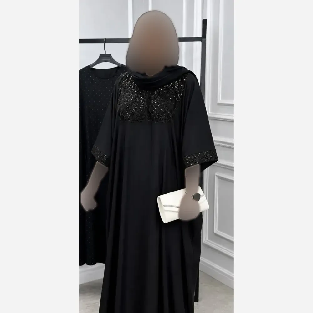 عبا مجلسی زنانه مدل شاهین جنس الیزه رنگ مشکی سایز فری سایز
