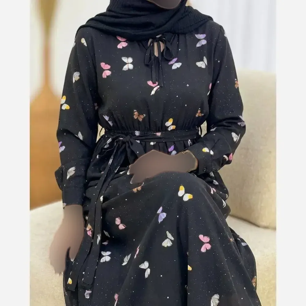 پیراهن زنانه مدل نازی جنس بوگاتی رنگ مشکی سایز فری 38 تا 46