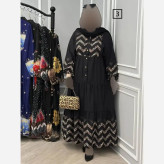 پیراهن زنانه الیزه رنگ مشکی سایز فری 38 تا 48 مدل رونیا